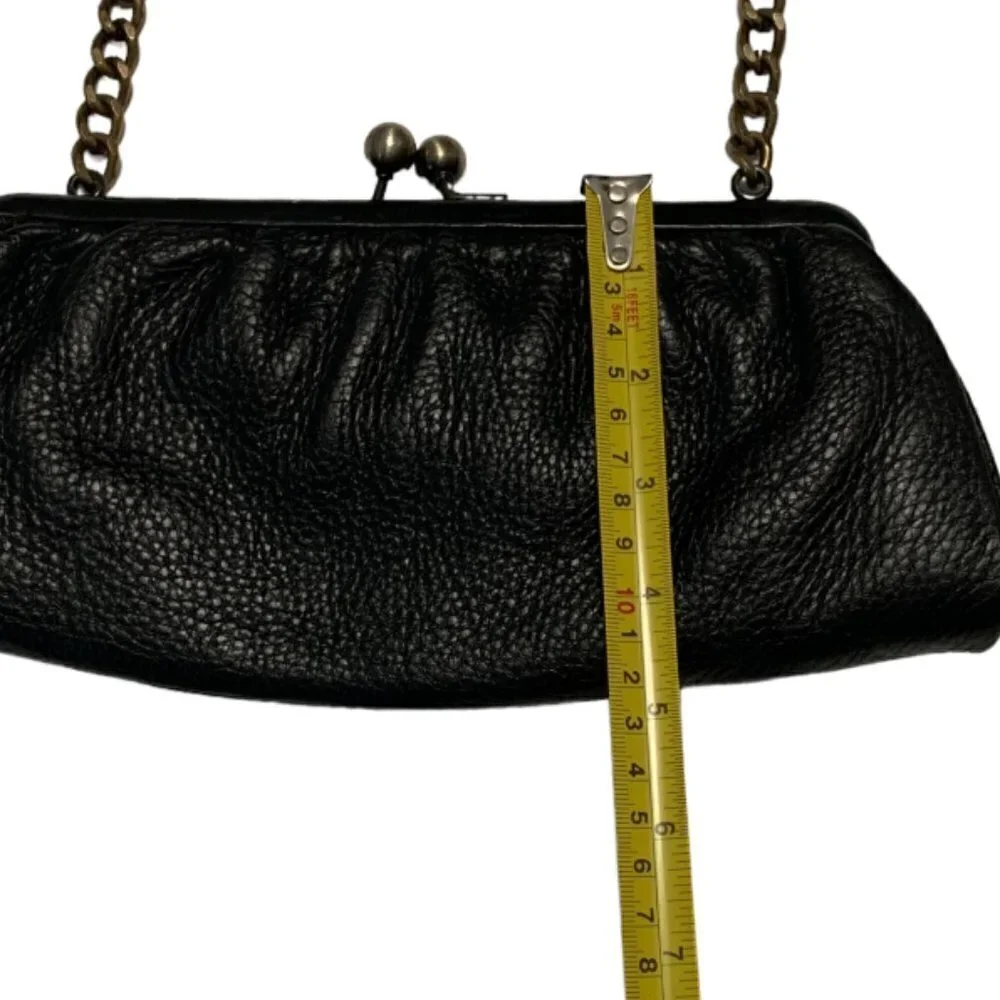 TALBOTS Pebbled Leather Clutch with gold chain